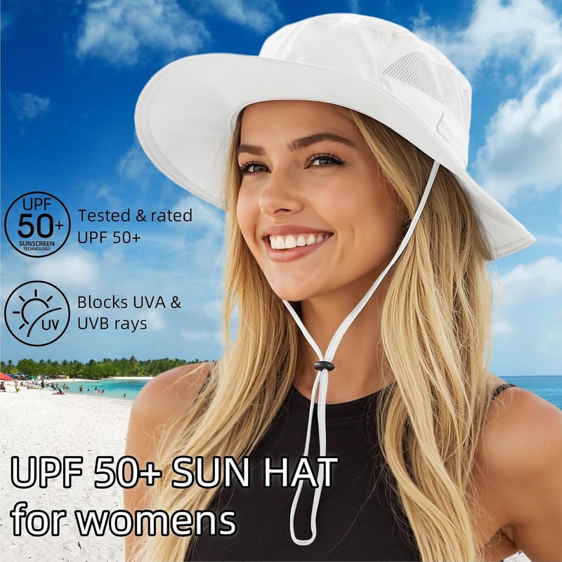 Connectyle Women's UPF 50+ Sun Hat UV Protection Wide Brim Bucket Hat Summer Beach Hats Fishing Hiking Outdoor Safari Hats - Image 2